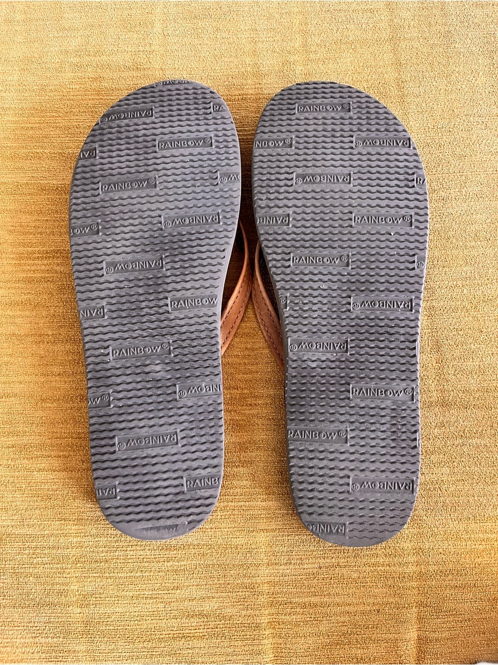 Rainbow Leather Flip Flops in Light Brown - Picture 2 of 3